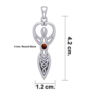Celtic Goddess with Birthstone Silver Pendant TPD5959 - Jewelry
